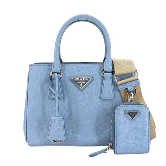 Prada Handbags - Prada Galliera Mini 2-Way Hand Shoulder Bag Saffiano Leather Light Blue 1 Ba296